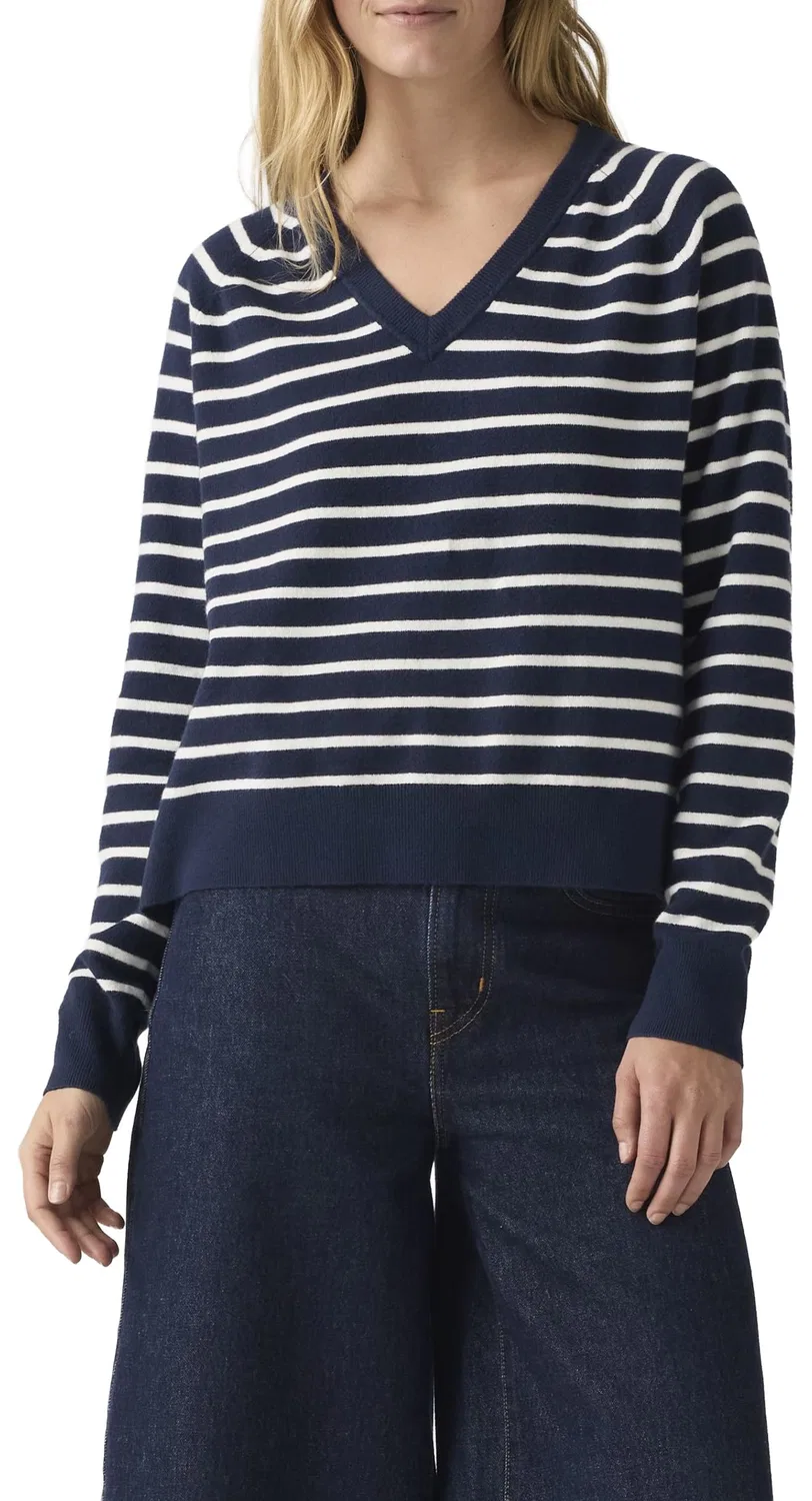Женский пуловер с V-образным вырезом Tara Super Soft Levi's, Parisienne Stripe Pe