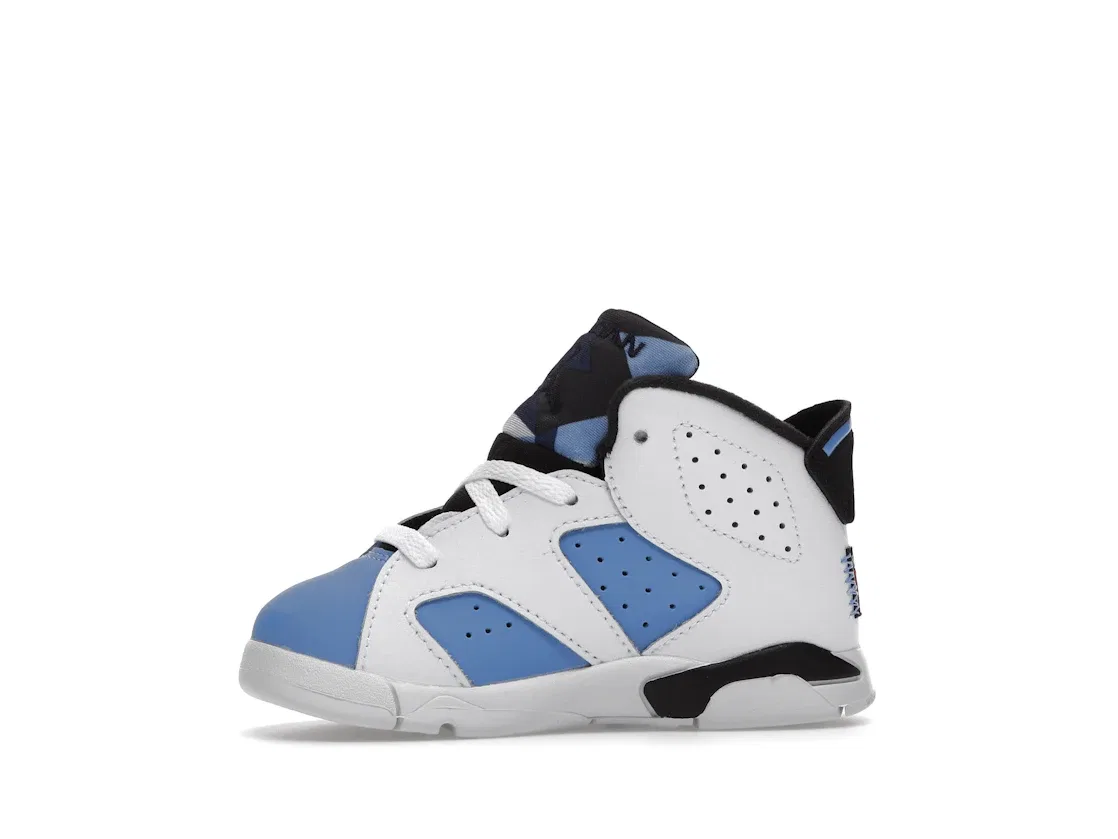 Детские кроссовки с верхом из нубука Jordan 6 Retro UNC (2022) Jordan, White/University Blue/Black — фото 3