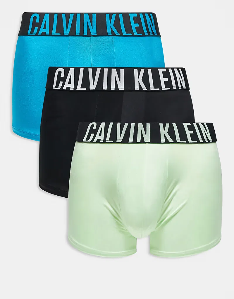 Трусы микрофибра Intense Power 3 шт Calvin Klein, черный/бирюзовый/светло-зеленый