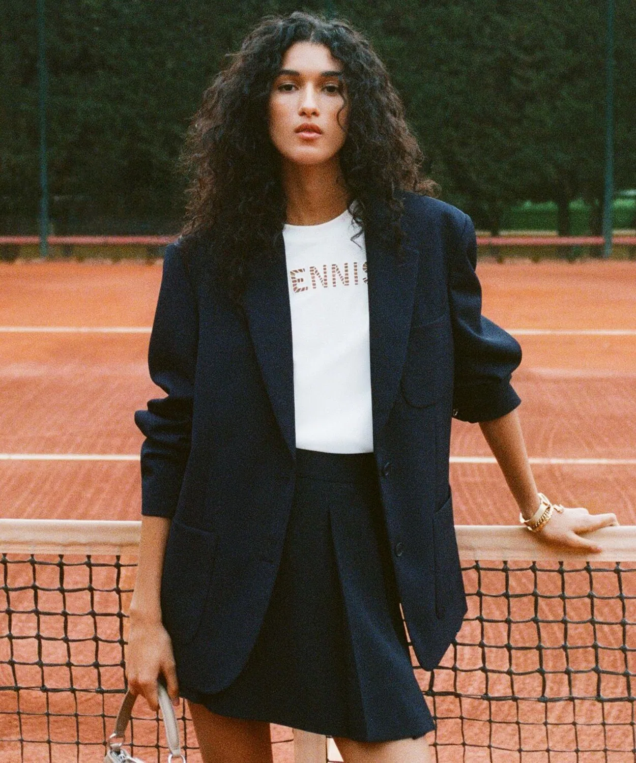 Женский пиджак из пике с длинным рукавомLACOSTE, Dark Navy