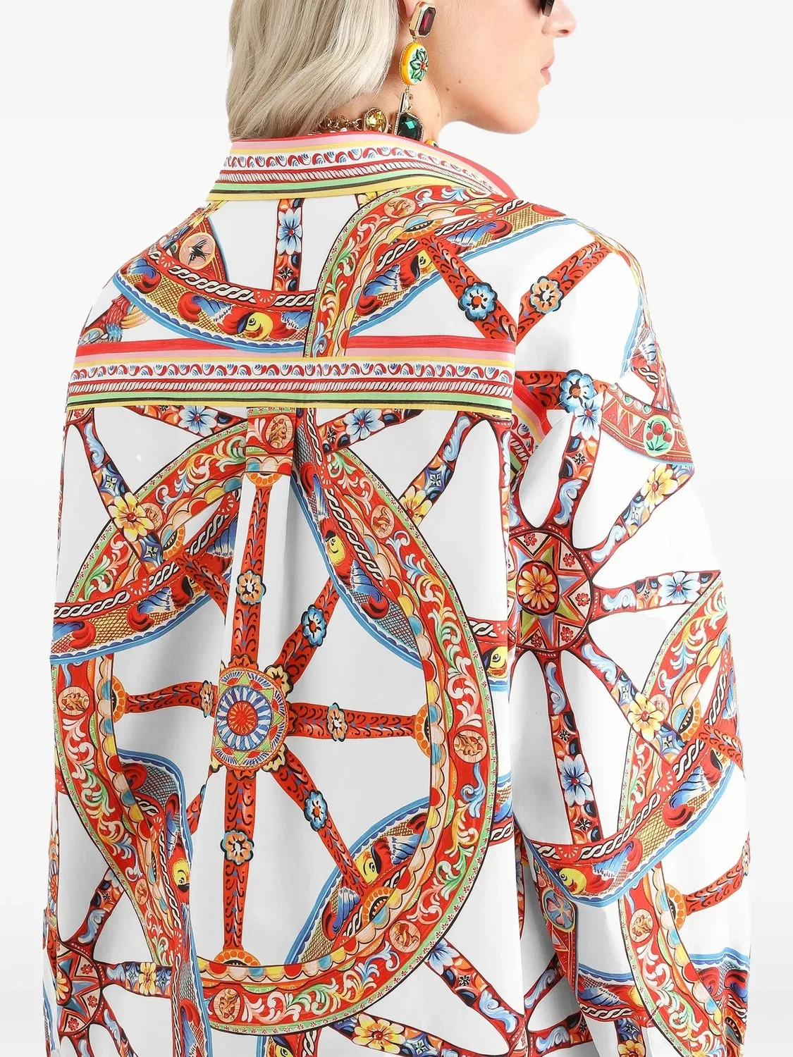 Рубашка Carretto-print поплин белая Dolce & Gabbana, белый — фото 3