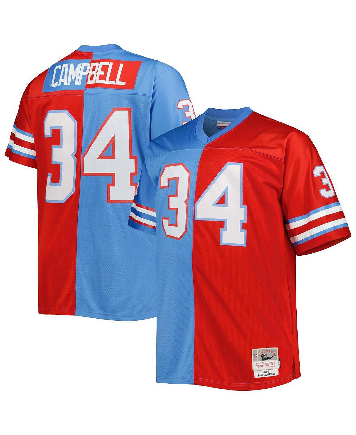 

Футбо Mitchell & Ness Men's Earl Campbell Houston Oilers Big and Tall Gridiron Classics Split, красный/голубой