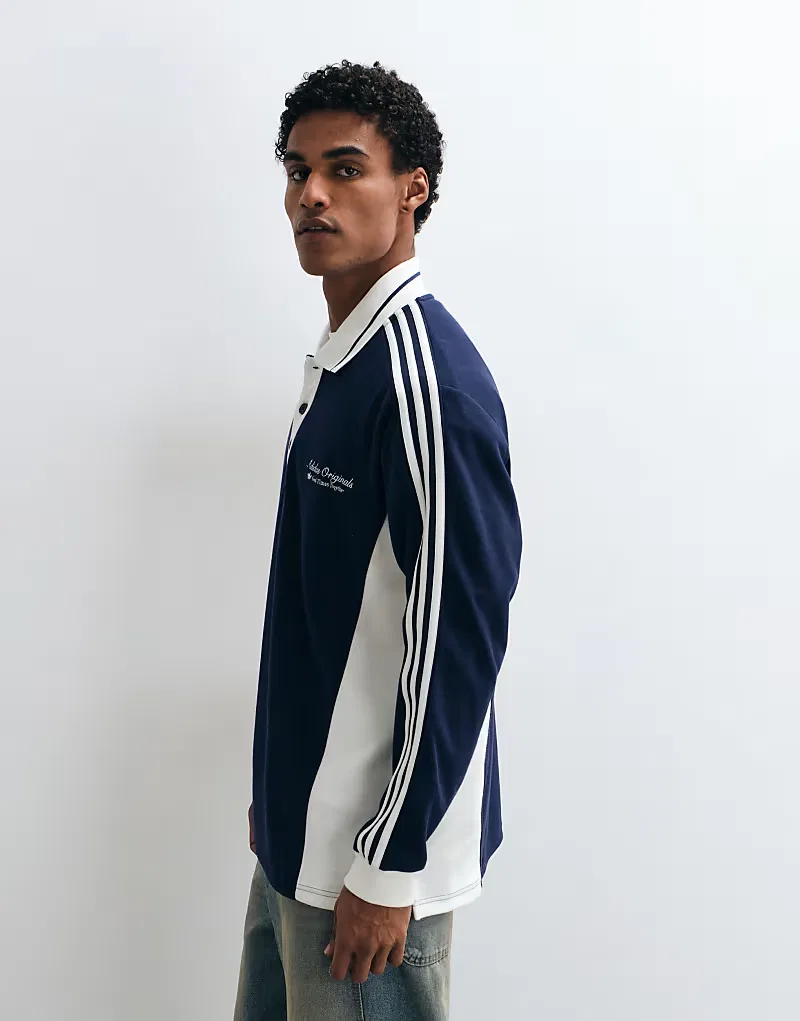 Поло с длинным рукавом Adidas Originals Sport Club, темно-синий и белое — фото 2
