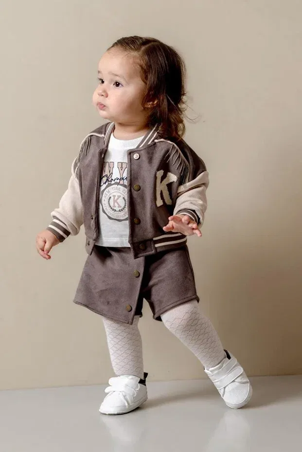 Детский комплект для девочек из замши Jnf Kids, Taupe — фото 4