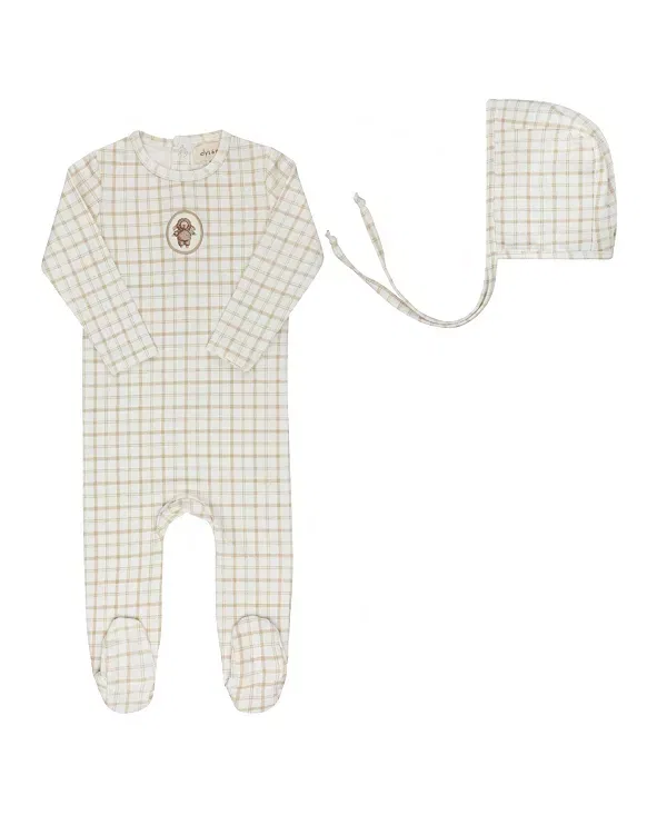 Комплект детский утепленный с принтом Plaid Sheep Collection Ely'S & Co., бежевый
