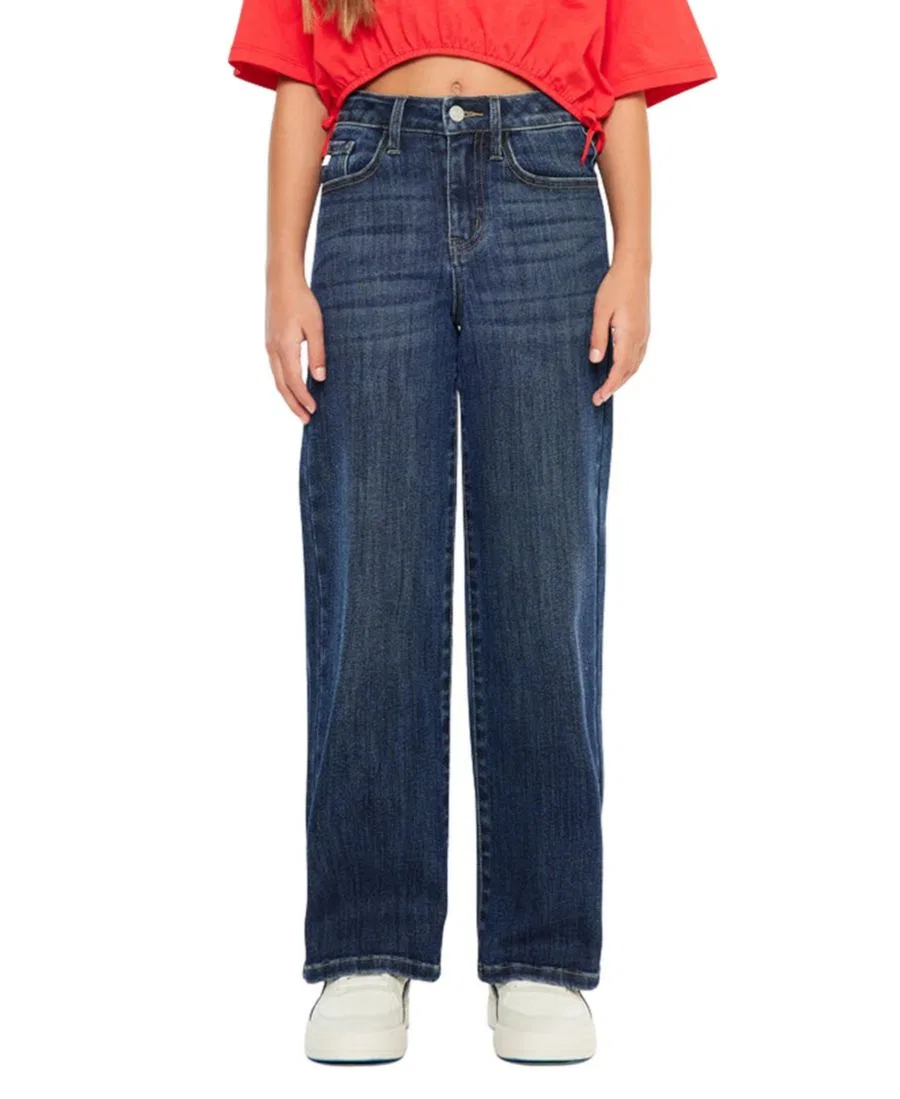 Джинсы с высокой посадкой и широкими штанинами Andy High Rise Kids Wide KanCan, Dark Wash