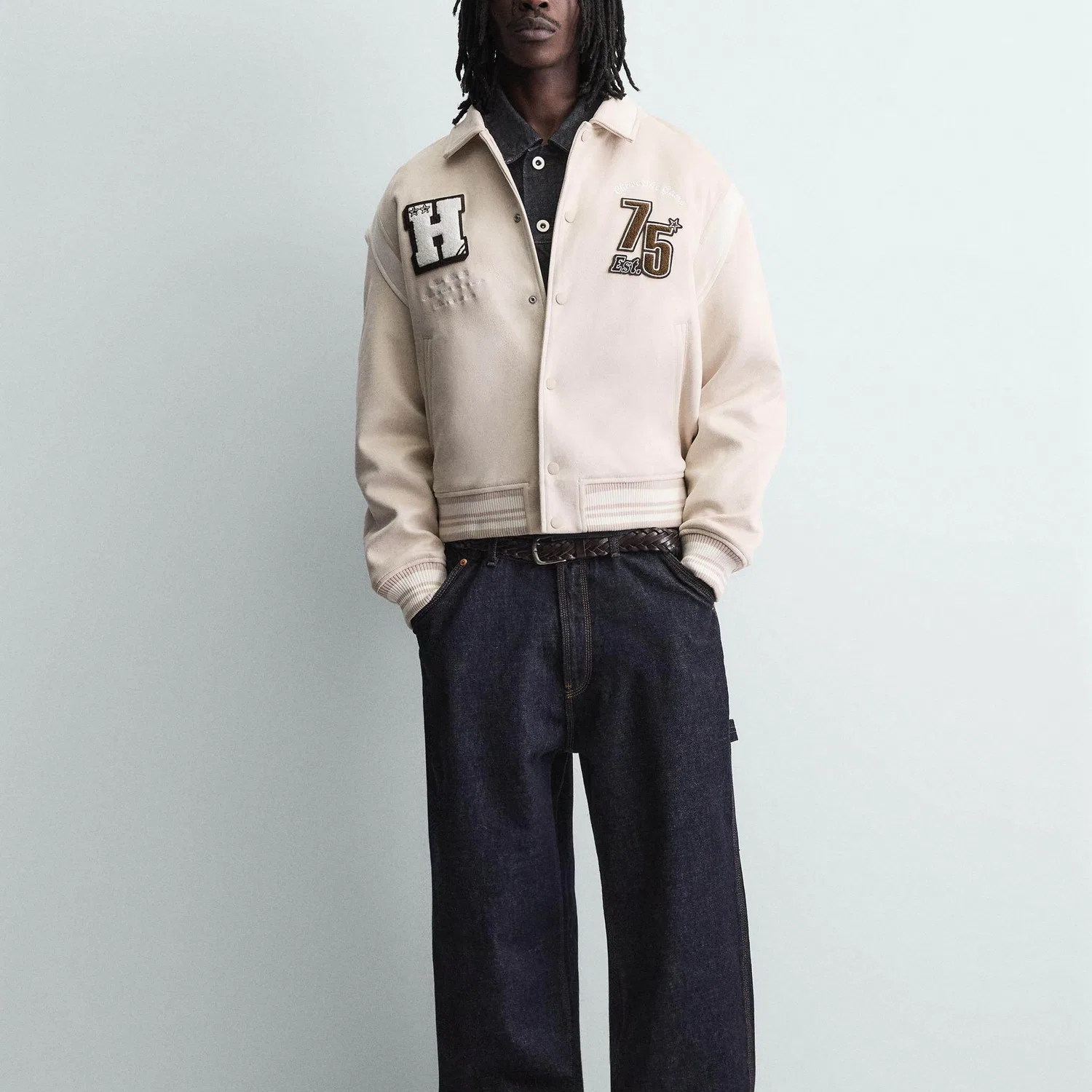 Мужская куртка на лацканах ZARA, Raw White — фото 4