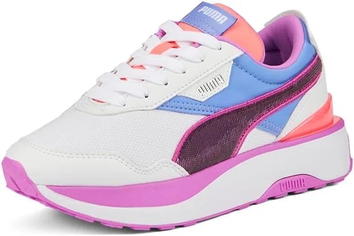Детские кроссовки для девочек с блестками Cruise Rider PUMA, Puma White/Elektro Purple/Electric Orchid — фото 2