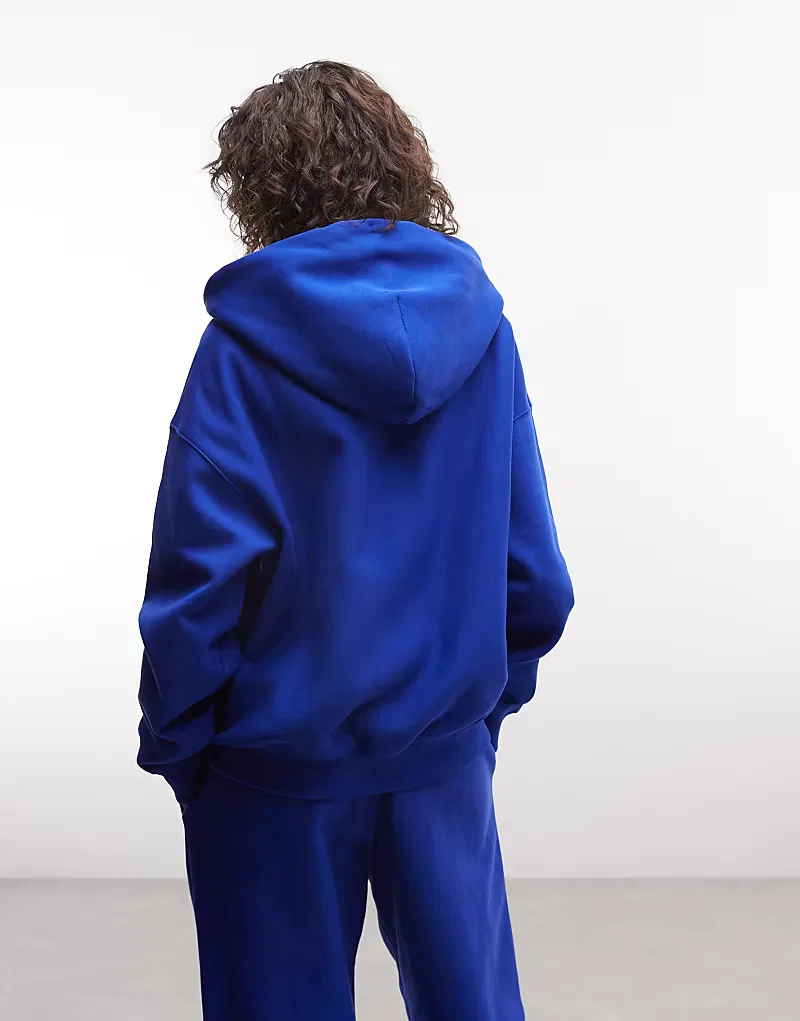 Толстовка Nike Studio Fleece из плотной флиса оверсайз на молнии, синий — фото 4