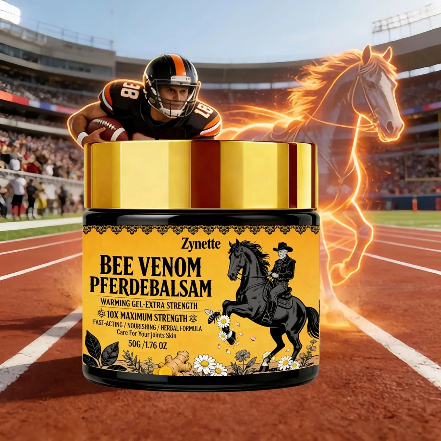 Согревающий гель для тела Bee Venom Pferdebalsam, с куркумой и ромашкой, 50 г Zynette — фото 4