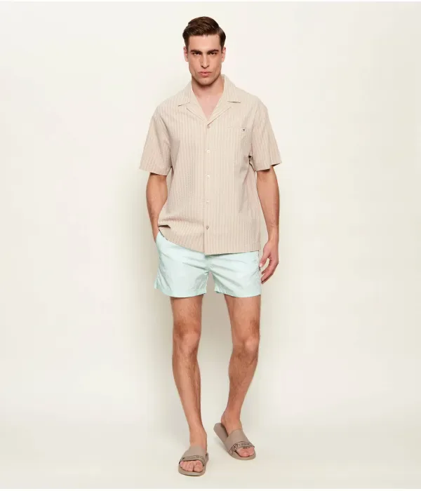 Рубашка relaxed fit Emporio Armani, бежевый — фото 2