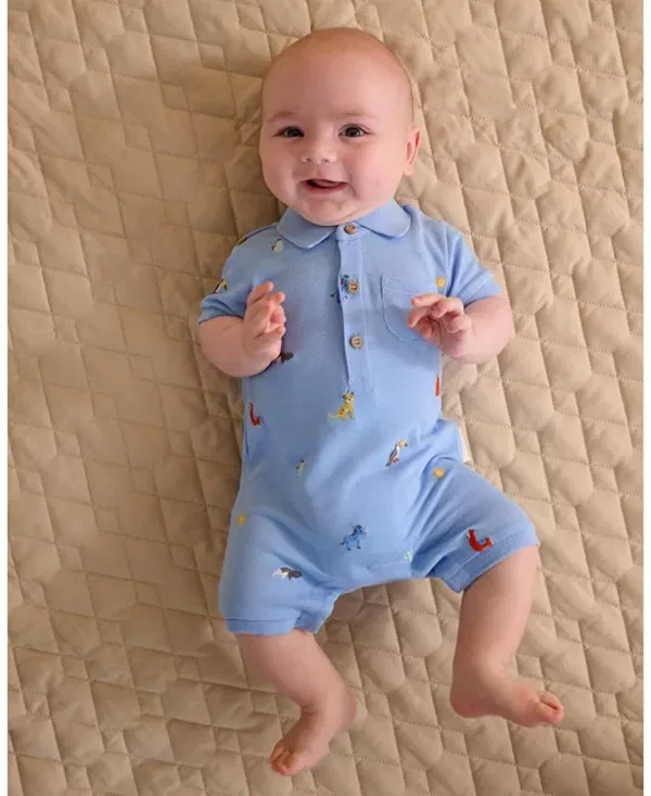 Детский боди-комбинезон с вышивкой Animal Fiesta Polo Purebaby, Animal Fiesta Broderie — фото 2