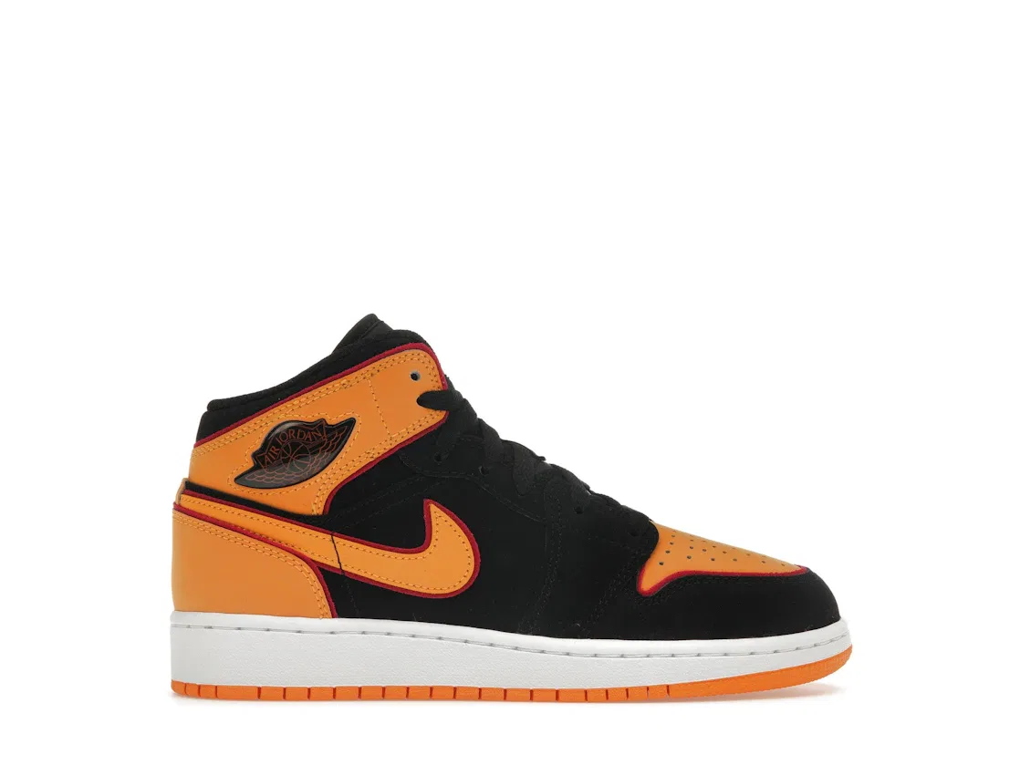 Детские кроссовки для мальчиков и девочек с классическим дизайном Jordan 1 Mid SE Jordan,: Black/Cardinal Red/White/Vivid Orange