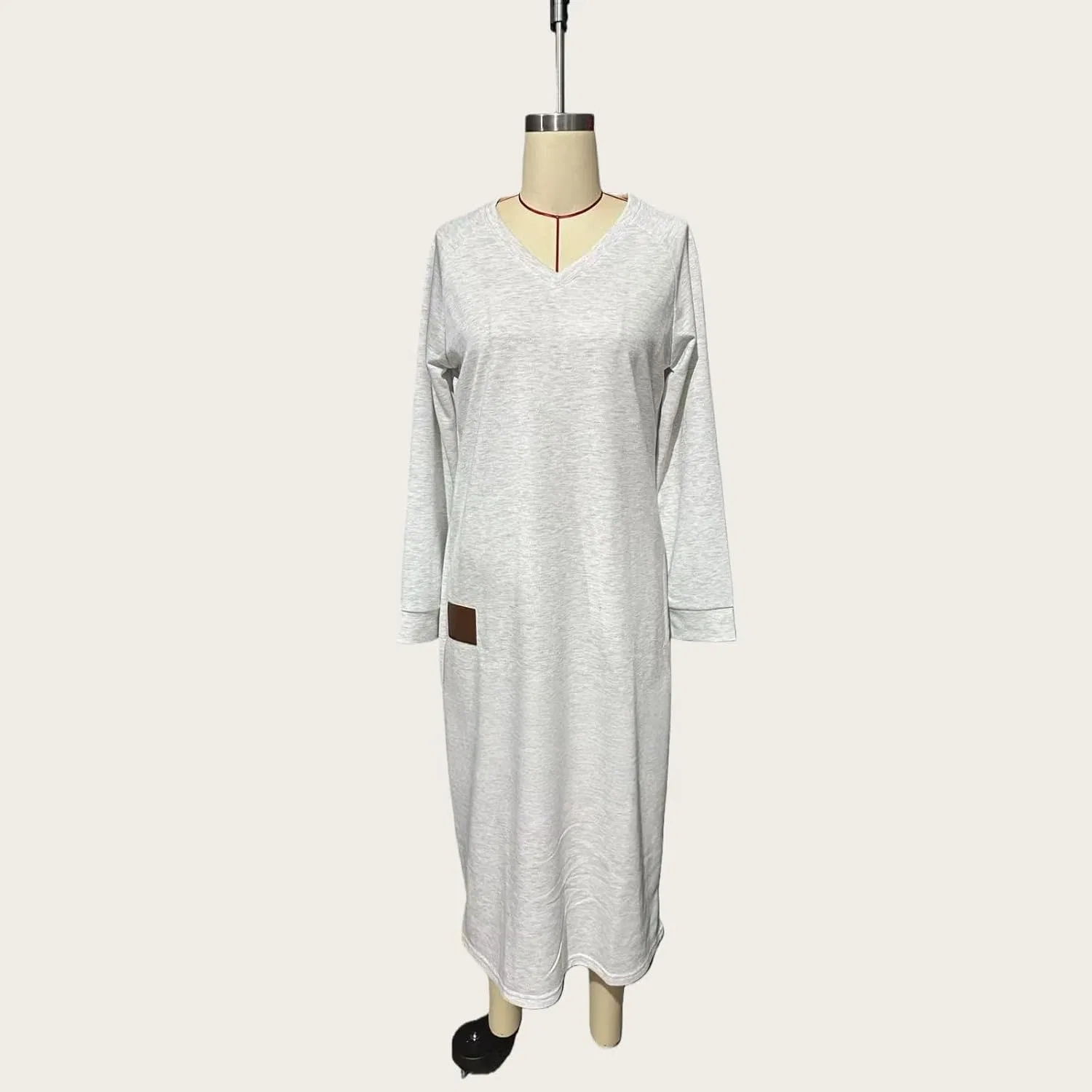 Женское платье-свитшот миди A-силуэта, Light Gray — фото 3