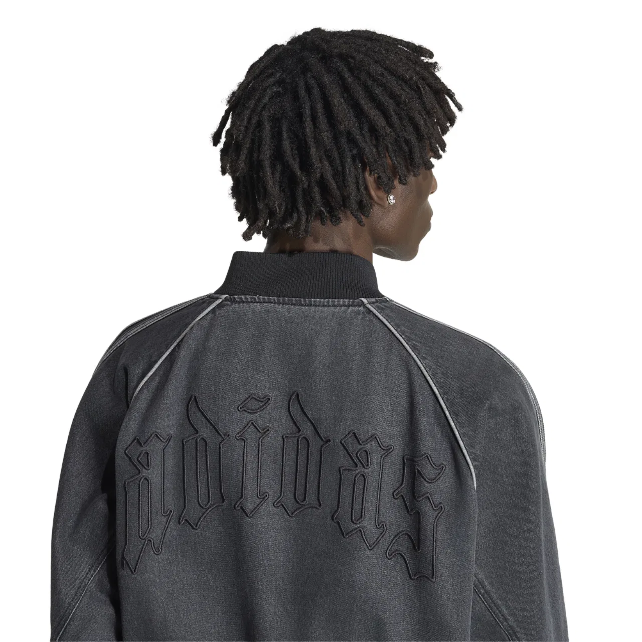 Мужская куртка из денима с принтом Superstar Denim Track Top, adidas, True Black Denim — фото 4