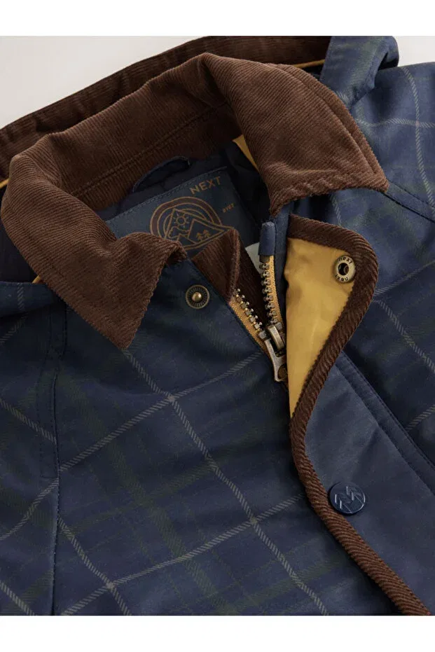 Детское пальто для мальчиков с капюшоном Next Baby, Navy Blue, Brown-Trimmed — фото 4