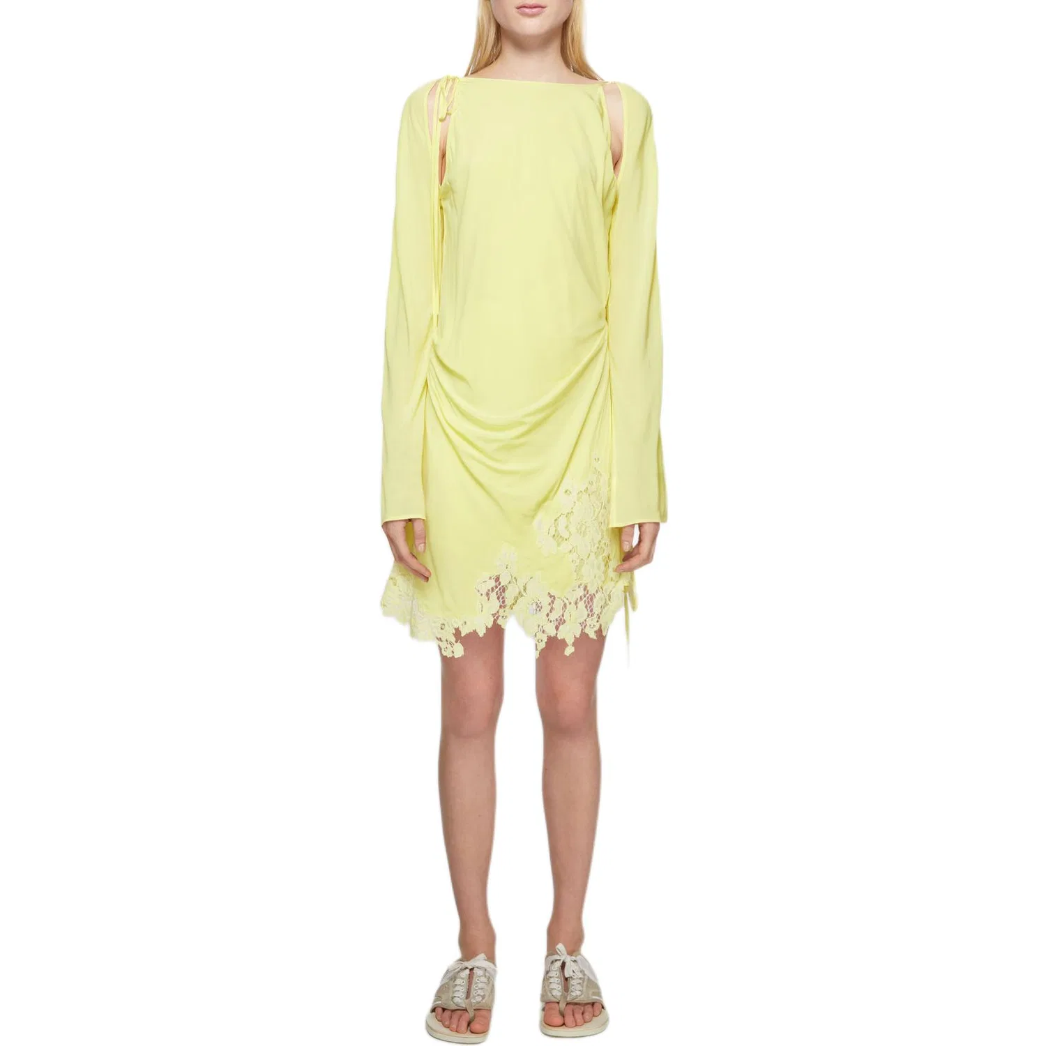 Платье мини с цветочным кружевом Acne Studios, Neon Yellow — фото 3