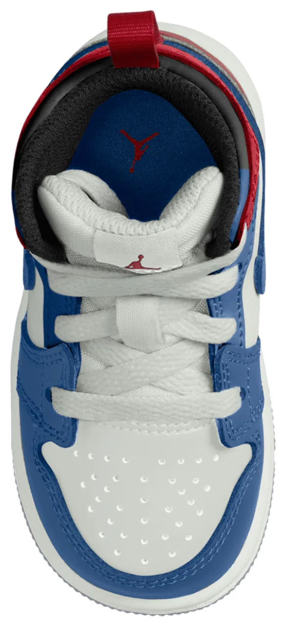 Кроссовки для девочек AJ 1 Mid Jordan, цвет True Blue/Varsity Red/Summit White — фото 3