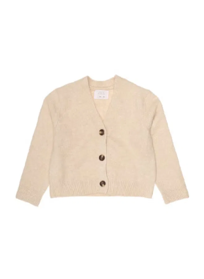 Кардиган вязаный с длинным рукавом Zara, абрикосовый