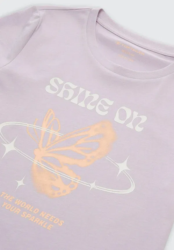 Футболка с принтом Print T-shirt Tom Tailor, cool lilac, сиреневый — фото 3