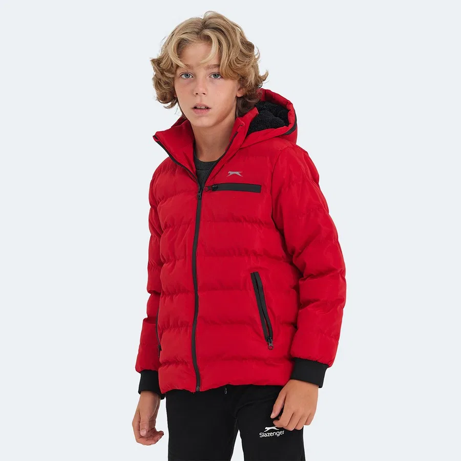 Детская куртка с капюшоном, ветрозащитная, модель CAPTAIN, Slazenger, Красный — фото 4