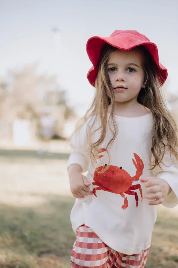 Детская футболка с принтом Crab Printed Cotton Oversize Dodo'S Baby, Ecru