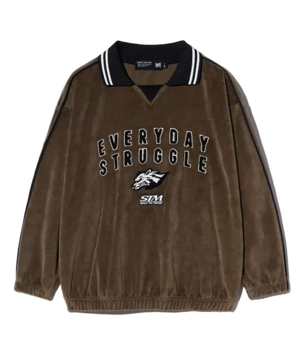 Свитшот с велюровым воротником, Kids velour collar crewneck, Brownbreath Kids, коричневый — фото 2