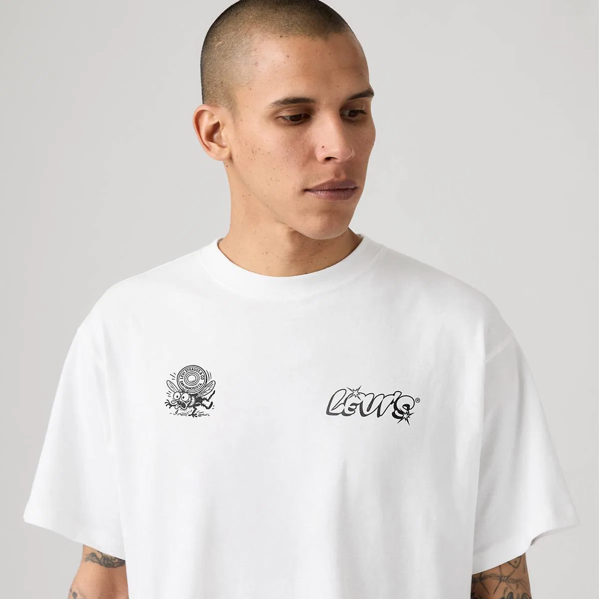 Винтажная футболка с графическим принтом Levi's, Levis Logo Grid White - White — фото 2
