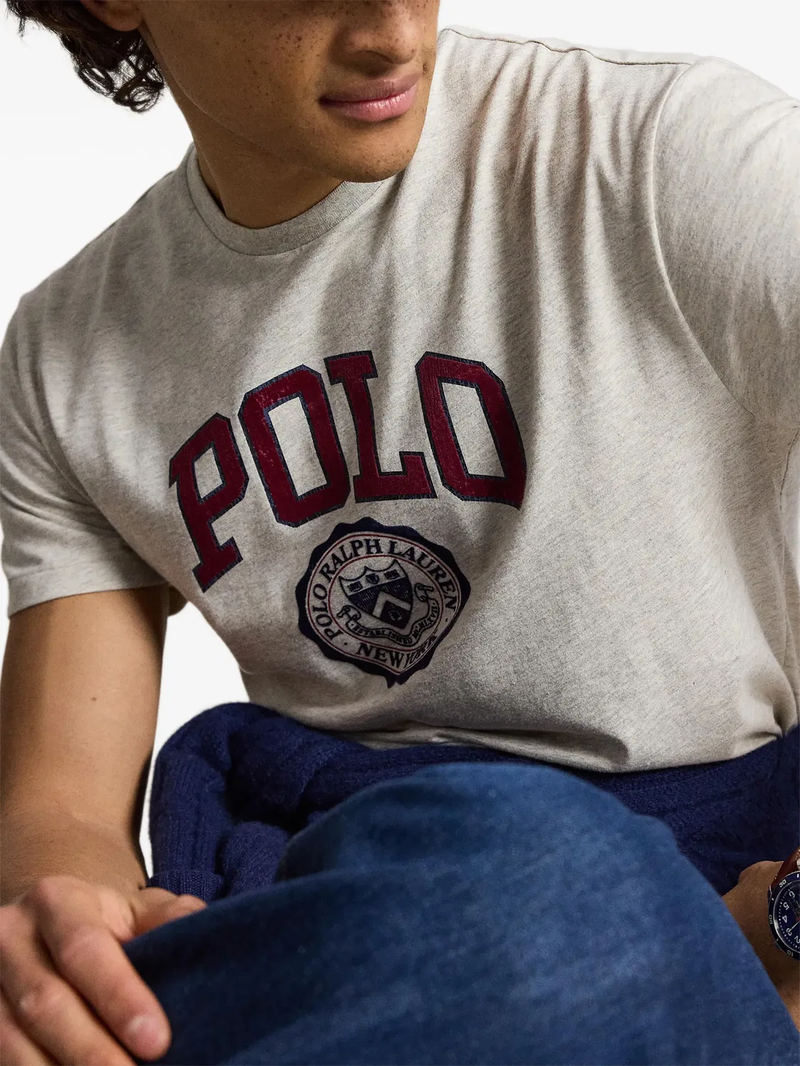 Хлопковая футболка с логотипом Polo Ralph Lauren, серый — фото 2
