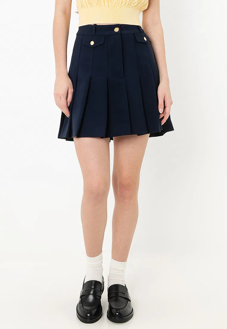Юбка мини плиссированная с золотыми пуговицами, Tommy Hilfiger