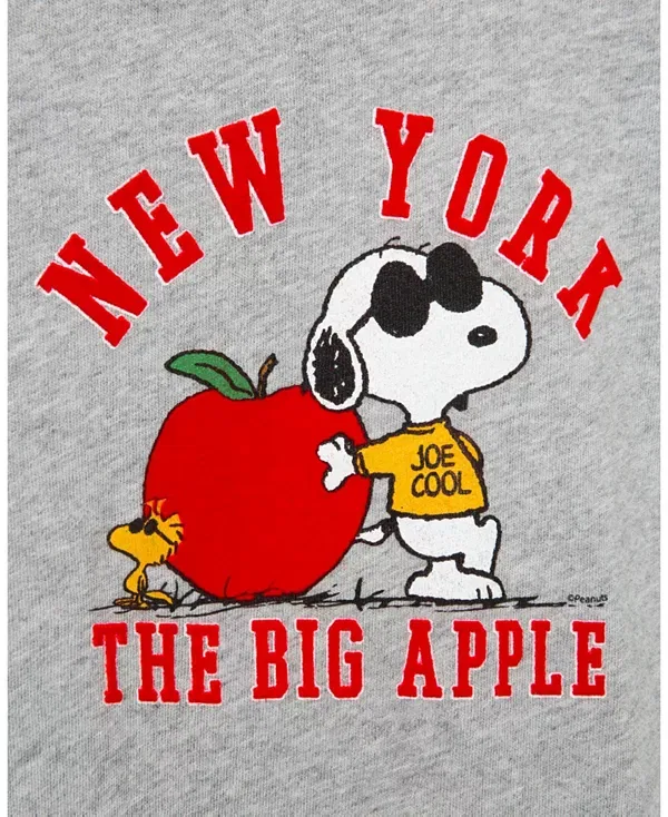 Детская футболка с принтом Snoopy The Big Apple Tee Junk Food Clothing, Heather Grey — фото 3
