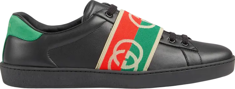 

Кроссовки Gucci Ace Elastic Web Interlocking G - Black Red Green, зеленый