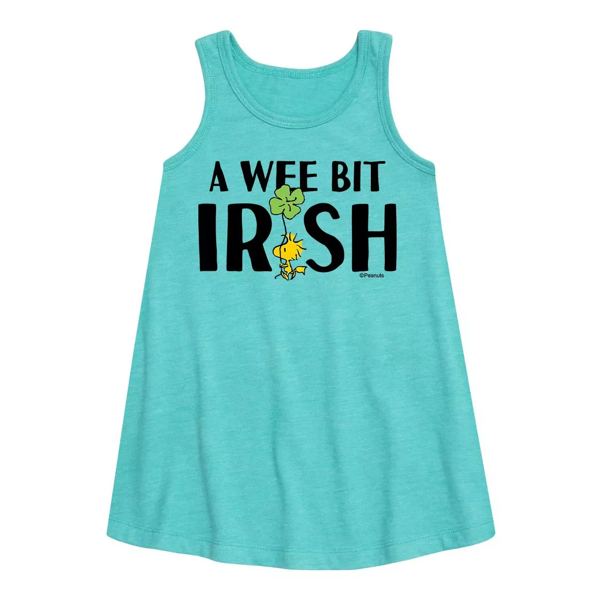 Детское платье-трапеция без рукавов с принтом Wee Bit Irish Peanuts, Turquoise