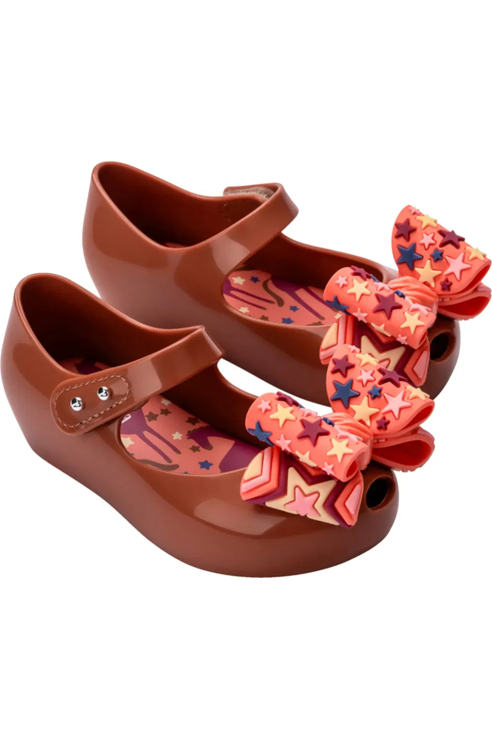 Детские туфли Мэри Джейн с бантами Wonderland Mini Melissa, коричневый/оранжевый