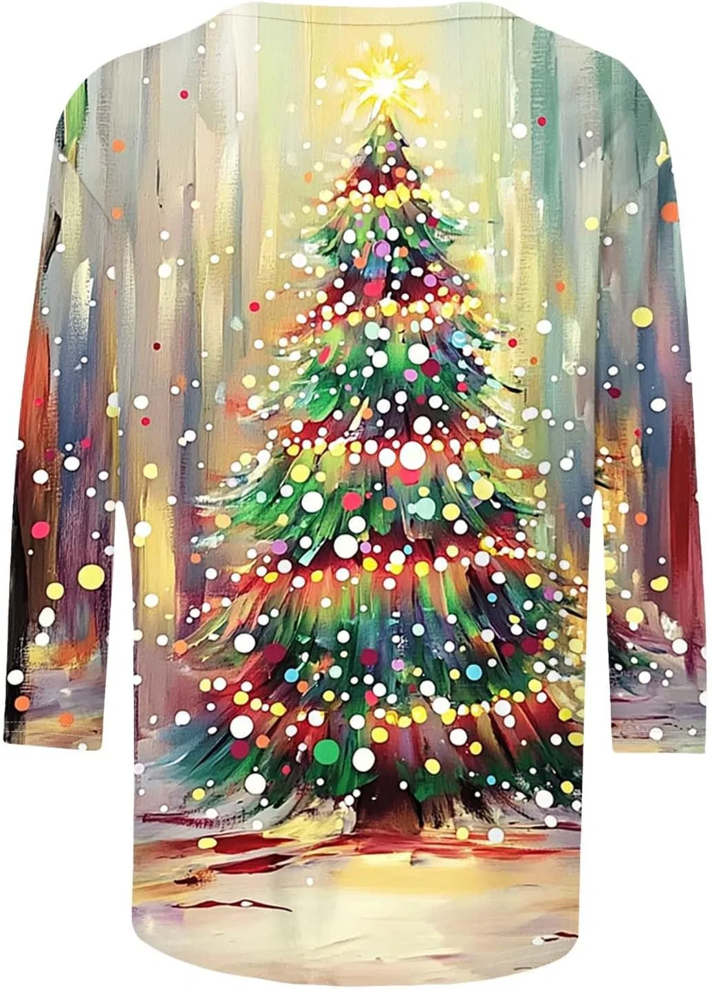 Женская футболка с рождественским принтом Glitter Xmas Tree Snow, Multicolor — фото 3