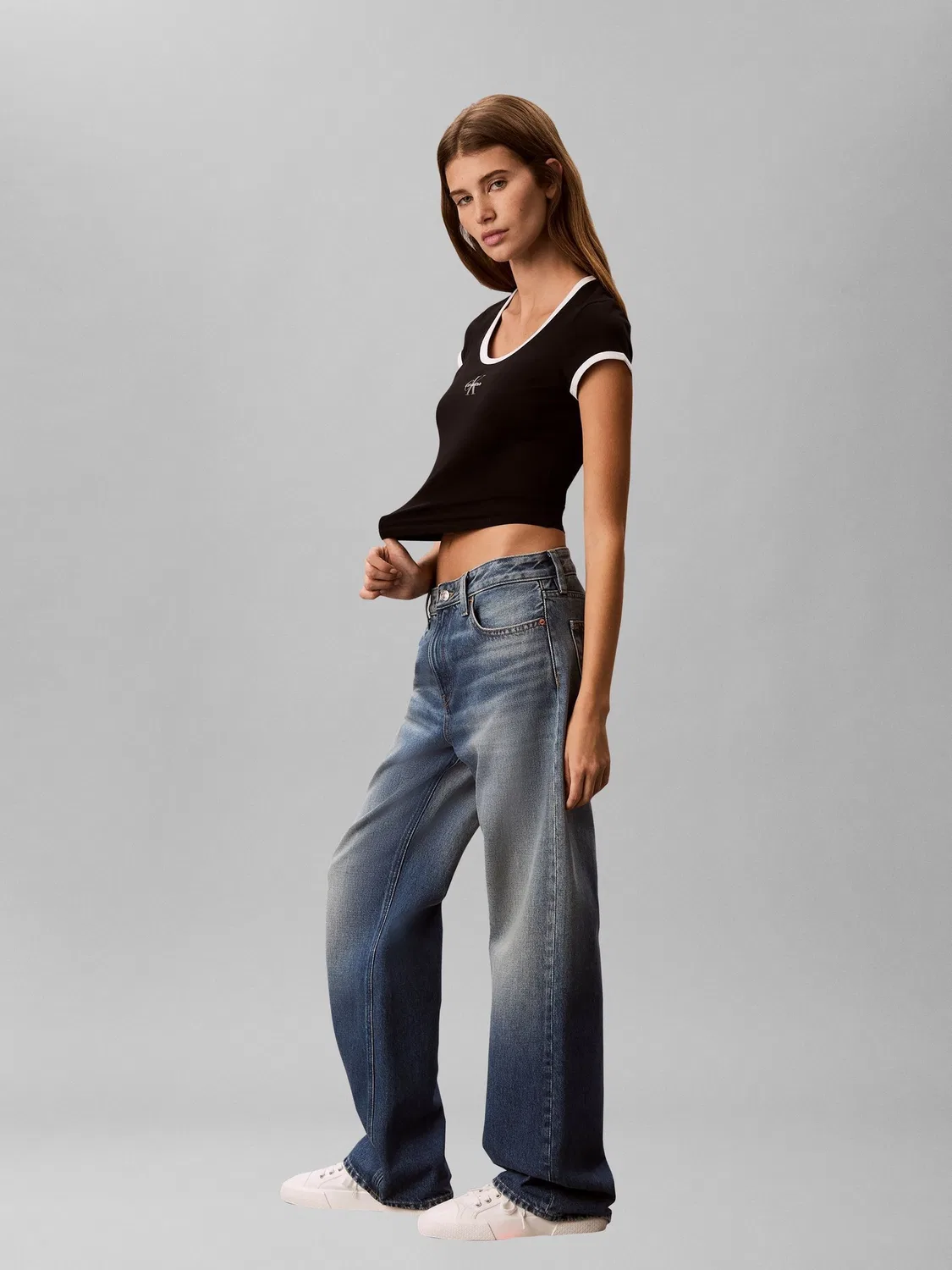 Футболка с контрастной отделкой Calvin Klein Slim, черный — фото 3