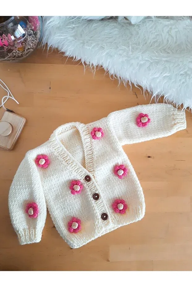 Детский кардиган с принтом Floral crop cardigan Kanguby, Nude Color