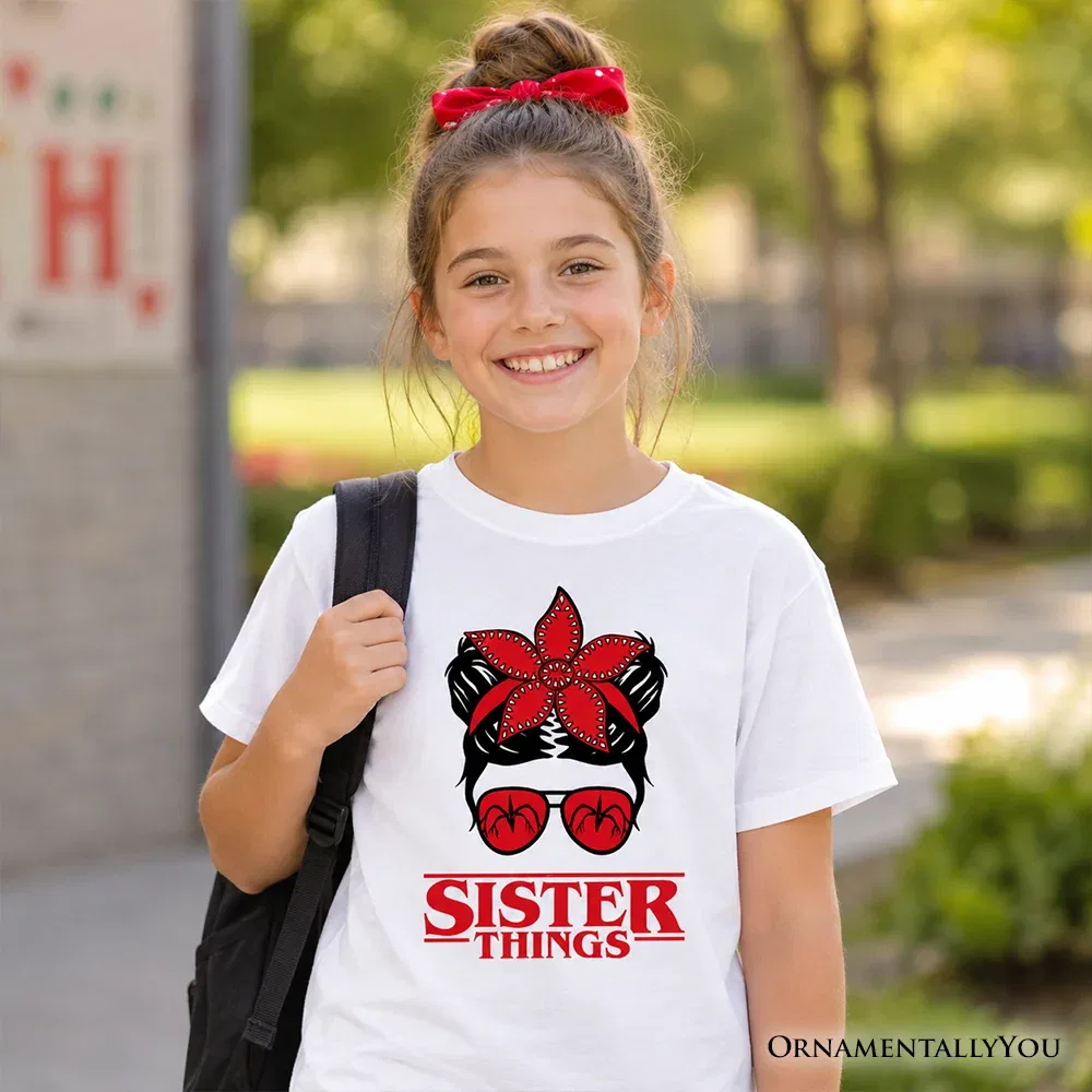 Детская футболка с принтом Sister Things Messy Bun Retro OrnamentallyYou, White — фото 2