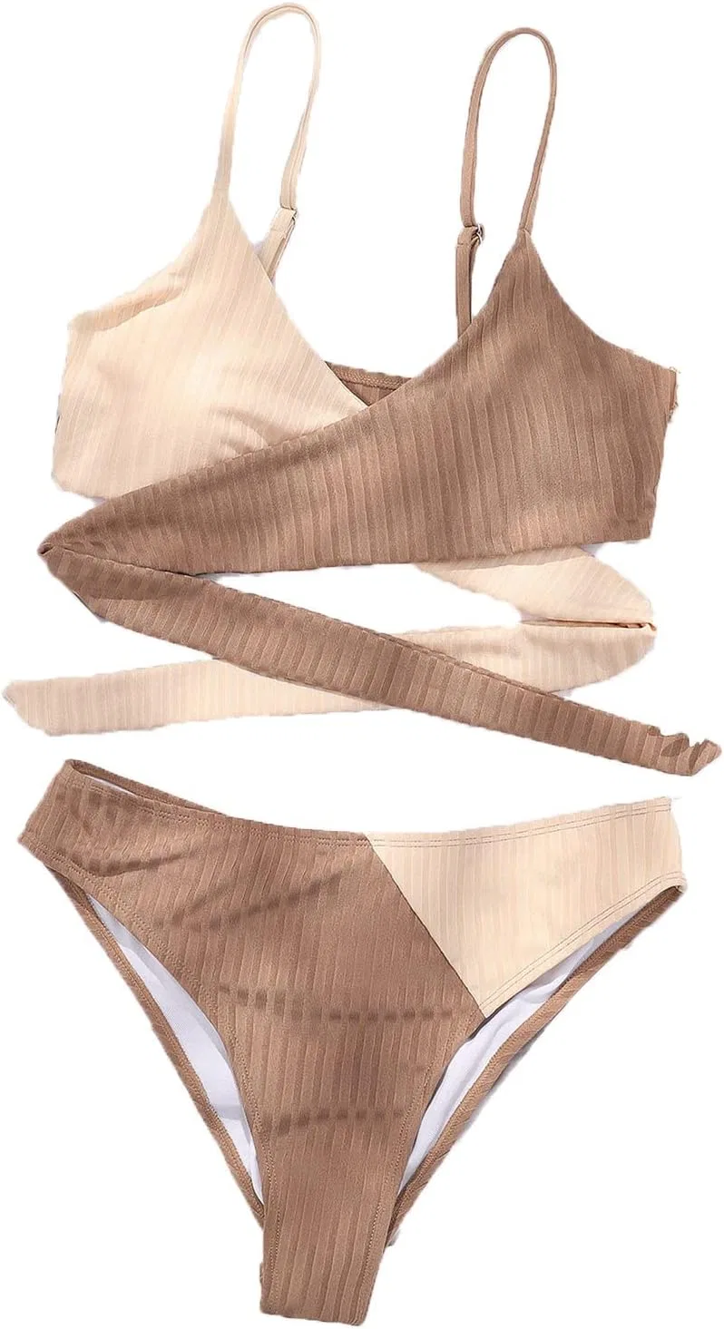 Женский цельный купальник с запахом и вырезами Push-Up Monokini, Brown