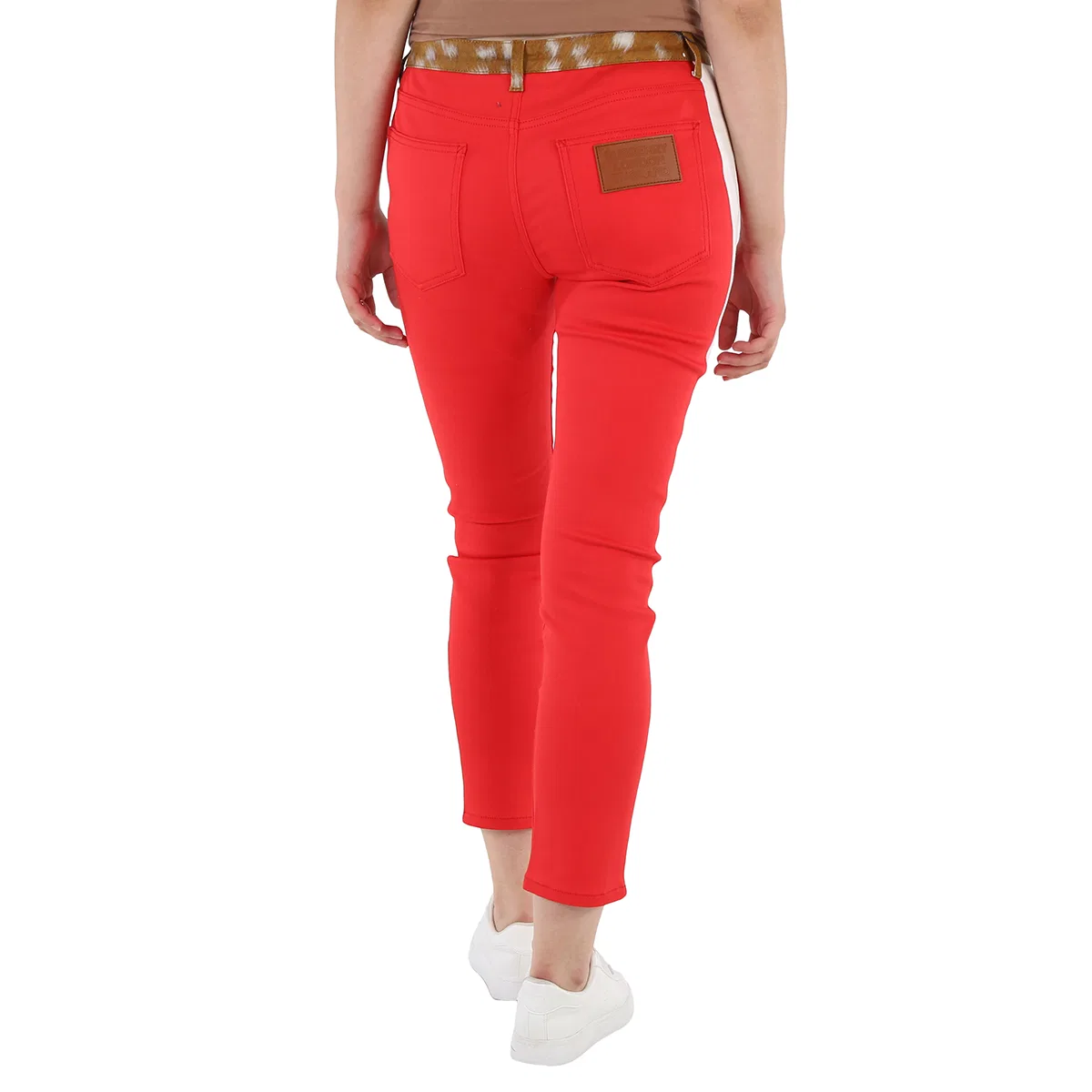 Брюки зауженные с принтом Runway Fawn Print Two-tone Slim Fit Pants Burberry, Red — фото 4