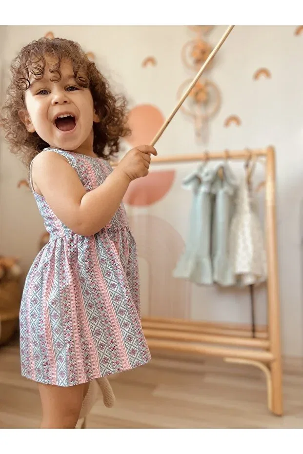 Детское платье для девочек с квадратным вырезом Design Kidsabu, Pink