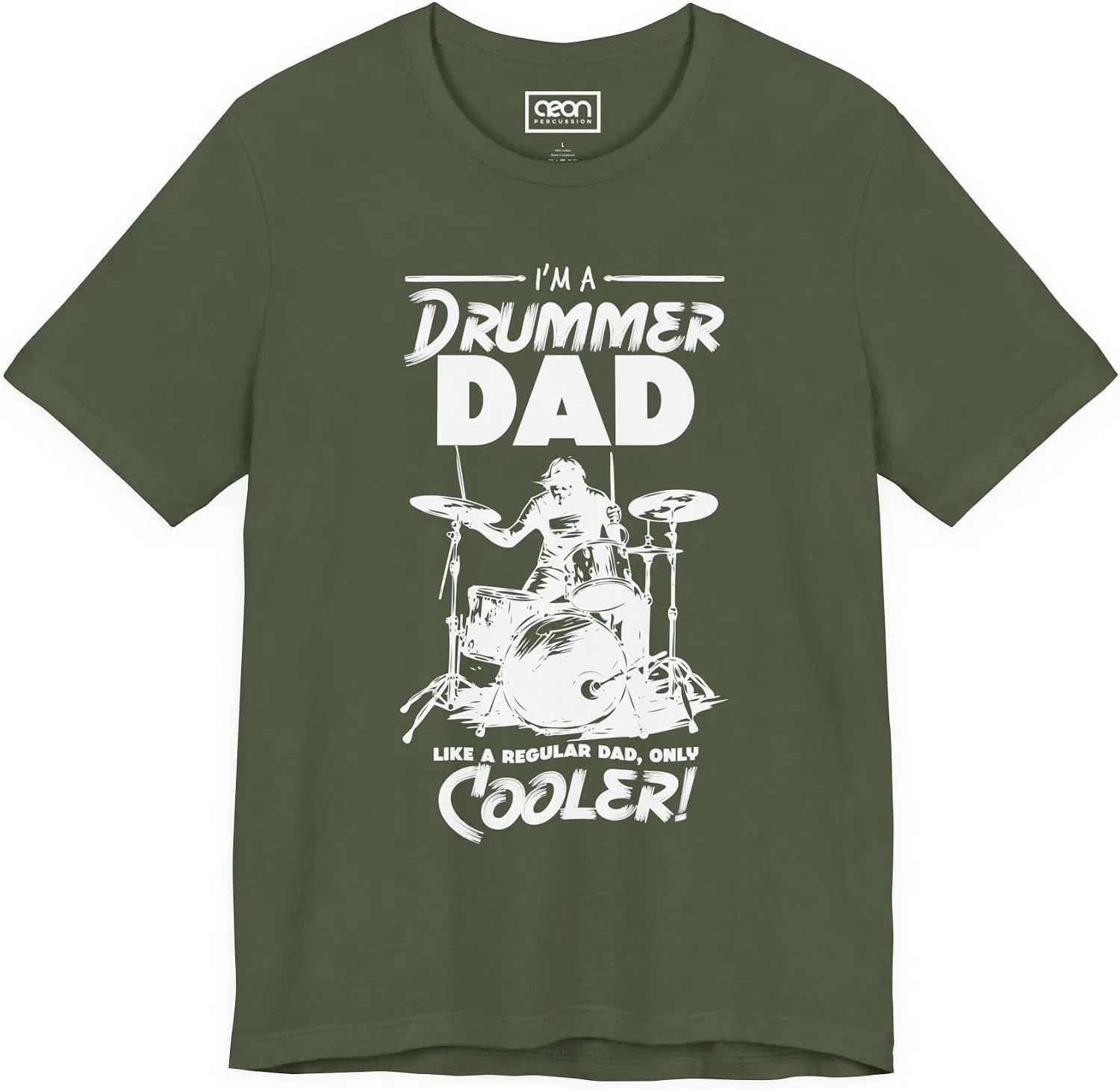 Мужская футболка с принтом Drummer Dad Bella Canvas, Military Green