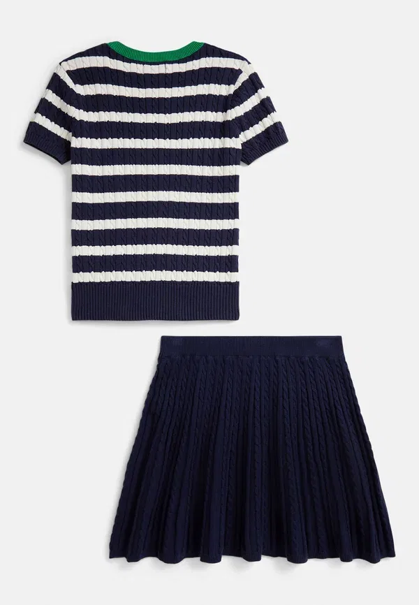 Комплект из свитера и юбки поло с полосками Polo Ralph Lauren, Navy, темно-синий — фото 2