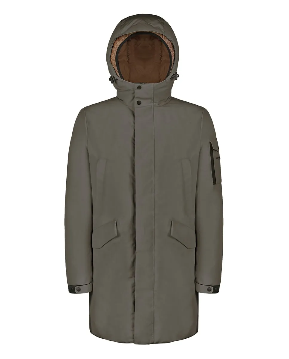 

Мужская длинная парка с утеплителем из переработанных материалов Geox, светло-коричневый