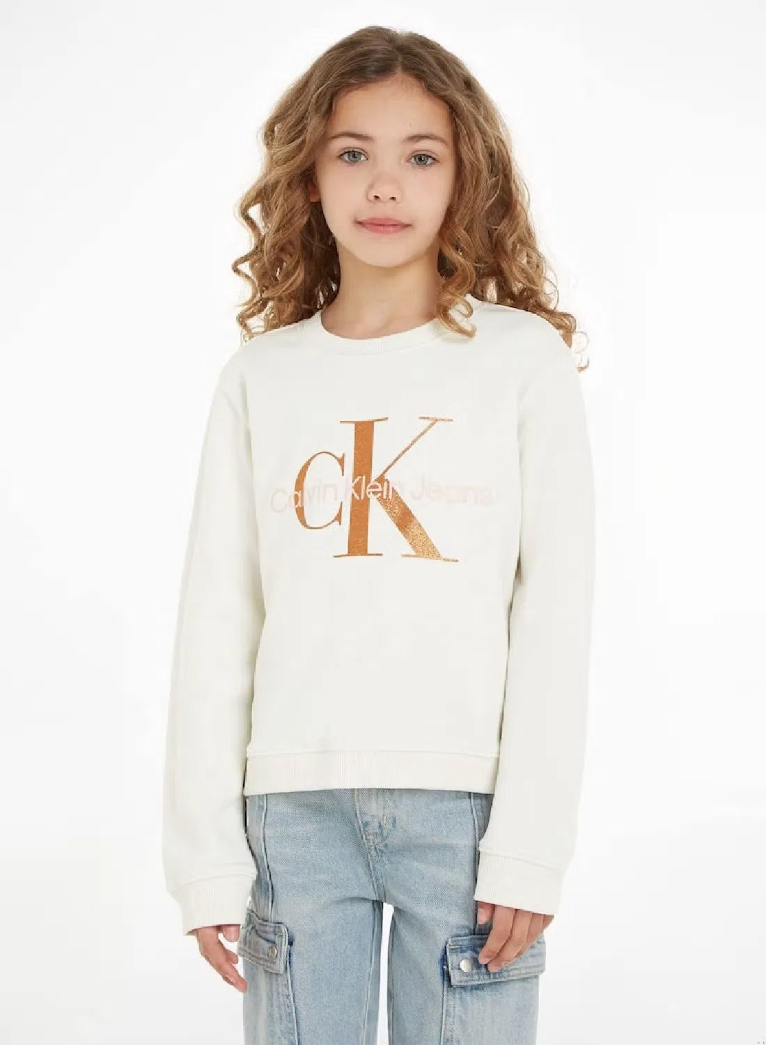 Свитшот с логотипом Calvin Klein Jeans, слоновая кость