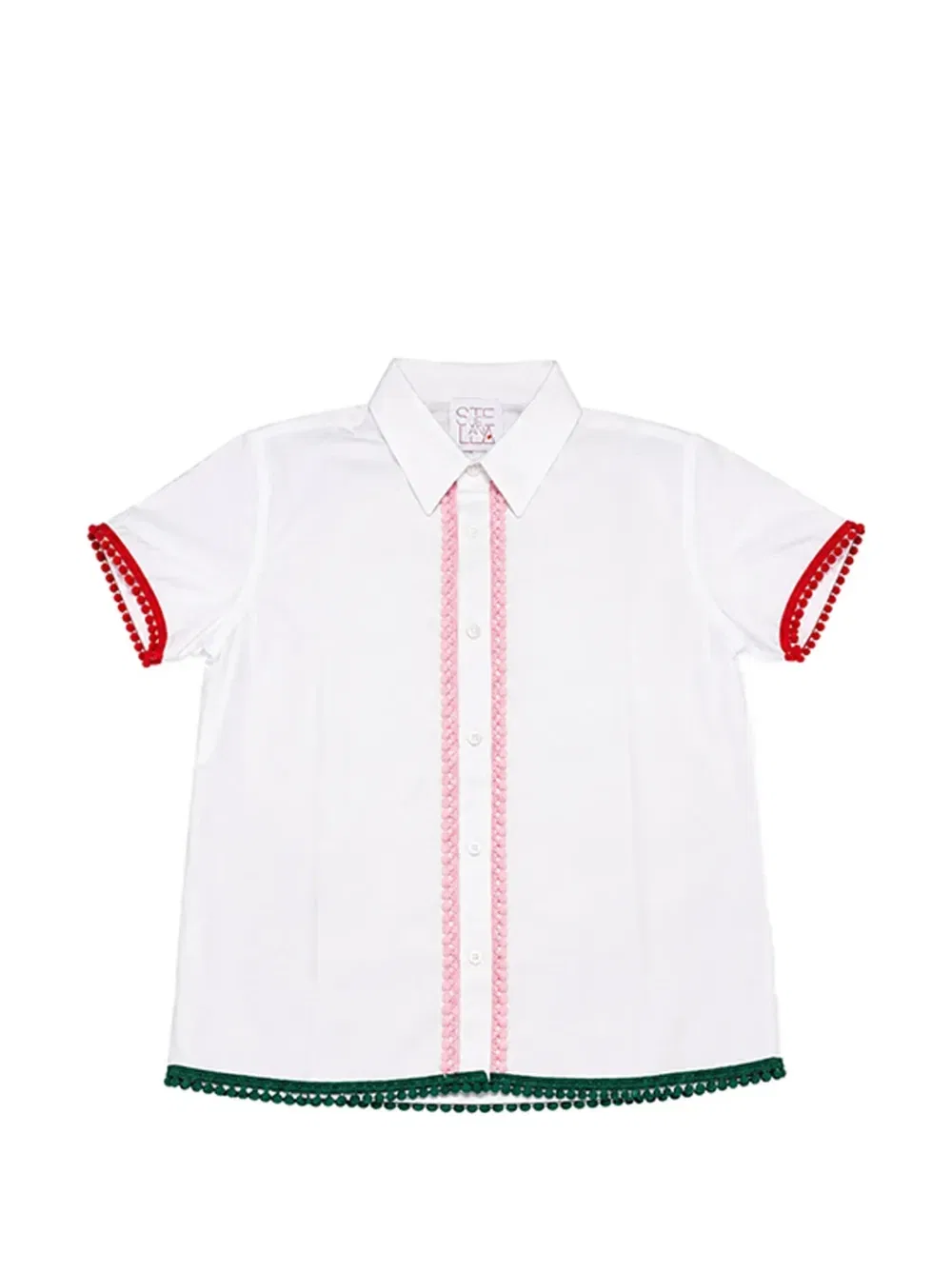 Футболка с коротким рукавом и помпонами Stella Jean Kids, белый