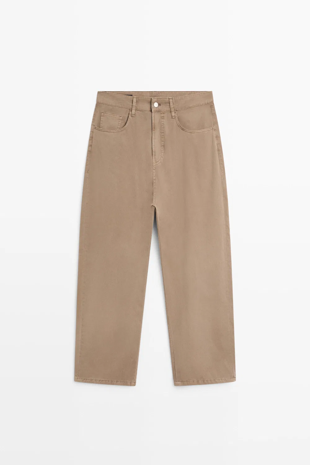 Брюки Massimo Dutti Barrel Fit Poplin Denim-Effect, охра — фото 2