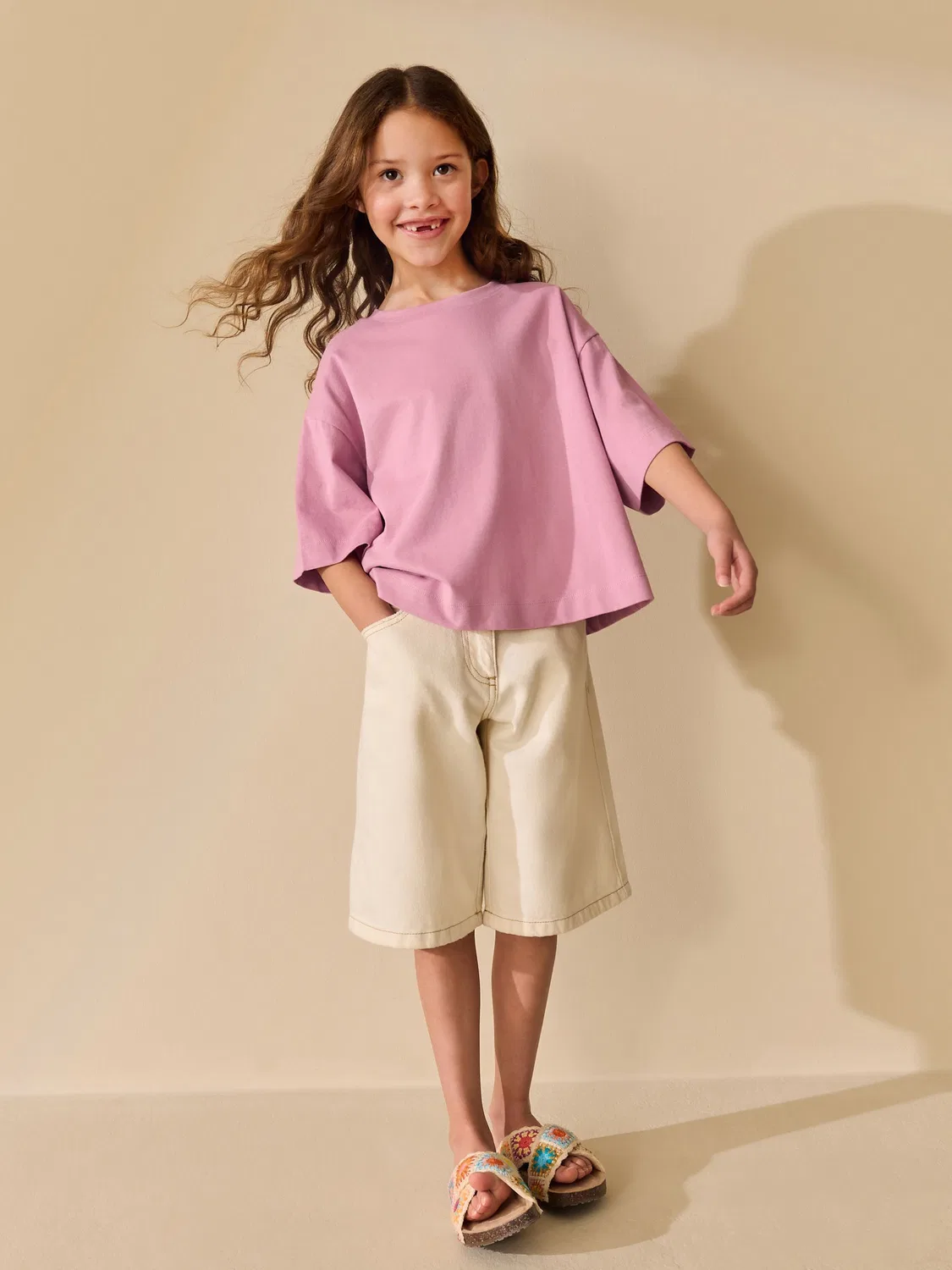 Футболка оверсайз бокс кроп, модель Pink Oversized Boxy T-Shirt Next, розовый — фото 2