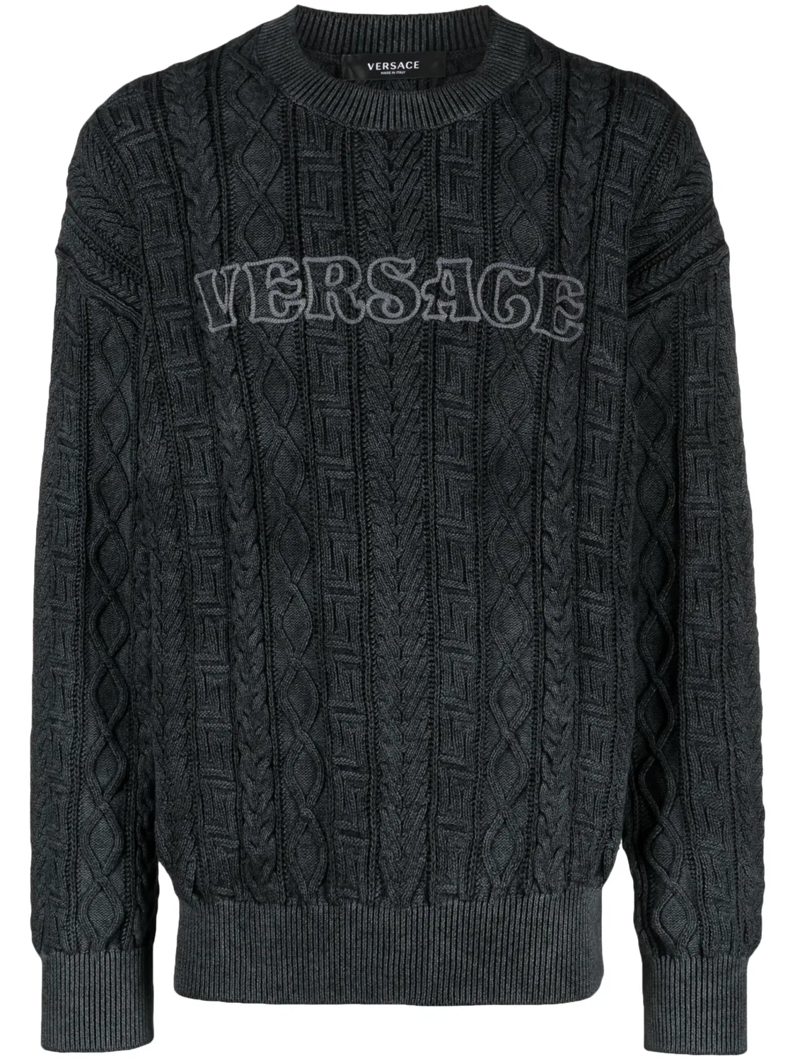 Джемпер с косами Greca Versace, черный