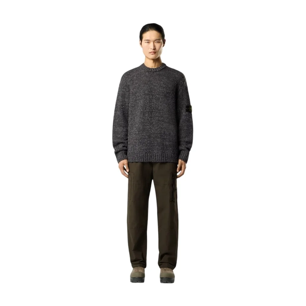 Мужской свитер Stone Island Loose-fit Crewneck With Ribbed Trims, свинцово-серый меланж